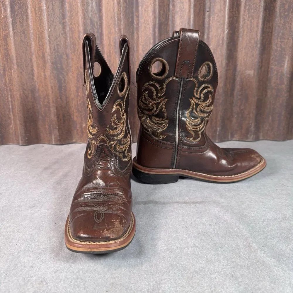 Kids Smoky Mountain Landry Cowboy Boots Brown Square Toe Size 12 R  Preowned